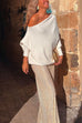 Febedress Off Shoulder Batwing Long Sleeve Sweater