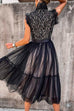 Febedress Fashion Style Mockneck Sleeveless Lace Swing Dress