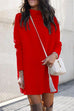 Febedress Solid Crewneck Long Sleeve Knit Dress