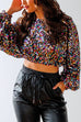 Febedress Crewneck Flare Long Sleeve Sequin Crop Top