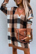 Febedress V Neck Long Sleeve Plaid Sweater Dress