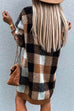 Febedress V Neck Long Sleeve Plaid Sweater Dress