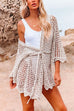 Febedress Long Sleeve Hollow Out Tie Waist Beach Dress