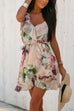 Febedress V Neck Tie Waist Ruffle Printed Cami Dress