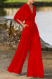 Febedress Deep V Neck High Waist Wide Leg Jumpsuit