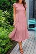 Febedress Crewneck Puff Sleeve Pleated Swing Dress