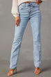 Febedress Raw Hem Distressed Straight Leg Denim Pants