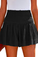 Febedress Elastic Smocked Waist Wide Leg Solid Shorts