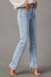 Febedress Raw Hem Distressed Straight Leg Denim Pants