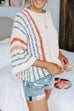 Febedress Crewneck 3/4 Sleeve Striped Sweater