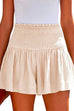 Febedress Elastic Smocked Waist Wide Leg Solid Shorts