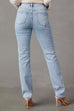 Febedress Raw Hem Distressed Straight Leg Denim Pants