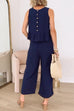 Febedress Sleeveless Ruffle Top Wide Leg Pants Set