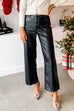 Febedress One Button Straight Leg Faux Leather Pants