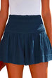 Febedress Elastic Smocked Waist Wide Leg Solid Shorts