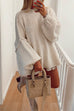 Febedress Drop Shoulder Plain Casual Pullover Sweater