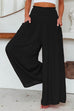 Febedress Smocked Elastic Waist Pleated Wide Leg Pants