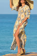 Febedress V Neck Side Split Printed Maxi Holiday Dress