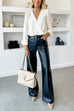 Febedress Pocketed Straight Wide Leg Faux Leather Pants