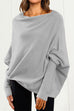 Febedress Solid Batwing Sleeves Slouchy Knit Sweater