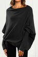 Febedress Solid Batwing Sleeves Slouchy Knit Sweater