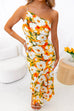 Febedress One Shoulder High Waist Mermaid Floral Cami Dress