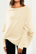 Febedress Solid Batwing Sleeves Slouchy Knit Sweater