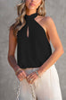 Febedress Sleeveless Cut Out Halter Backless Top