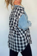 Febedress Button Up Pocketed Plaid Splice Shacket