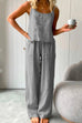 Febedress Cotton Linen Cami Top Wide Leg Pants Loungewear Set