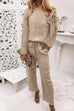 Febedress Bow Knot Neck Pullover Top+Pants Lounge Set