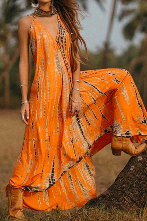 Febedress Bohemia V Neck Printed Maxi Cami Dress