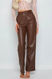 Febedress Faux Leather Straight Leg Trousers with Pockets