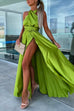 Febedress One Dress Three Ways Tie Waist High Slit Maxi Party Dress