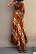 Febedress V Neck Color Block Printed Maxi Swing Cami Dress