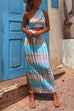 Febedress One Shoulder Cut Out Waist Side Split Tie Dye Maxi Dress