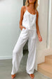 Febedress Cotton Linen Cami Top Wide Leg Pants Loungewear Set