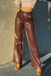 Febedress Faux Leather Straight Leg Trousers with Pockets