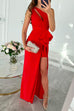 Febedress One Shoulder Cut Out Draped Front Maxi Party Dress