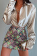 Febedress Chic Long Sleeves Button Down Satin Bouse Shirt