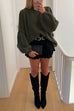 Febedress Drop Shoulder Plain Casual Pullover Sweater