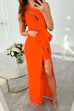 Febedress One Shoulder Cut Out Draped Front Maxi Party Dress