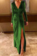 Febedress Deep V Neck Ruched Split Velvet Maxi Dress(5 Colors Available)