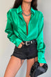 Febedress Chic Long Sleeves Button Down Satin Bouse Shirt