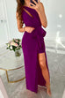 Febedress One Shoulder Cut Out Draped Front Maxi Party Dress