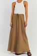 Febedress Drawstring Waist Satin A-line Maxi Skirt