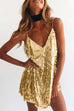 Febedress V Neck Sequin Cami Mini Party Dress