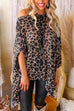 Febedress Cold Shoulder Irregular Leopard Cloak Top