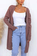 Febedress Open Front Pockets Solid Knitting Midi Cardigan