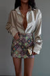 Febedress Chic Long Sleeves Button Down Satin Bouse Shirt